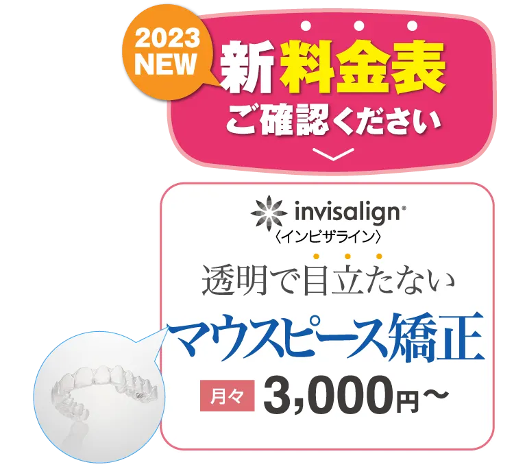 invisalign(インビザライン)透明で目立たないマウスピース矯正 月々3,000円～
